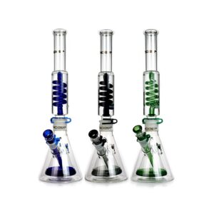 18" Tall Showerhead Perc Beaker Bong with Glycerin Coil (PHX141)